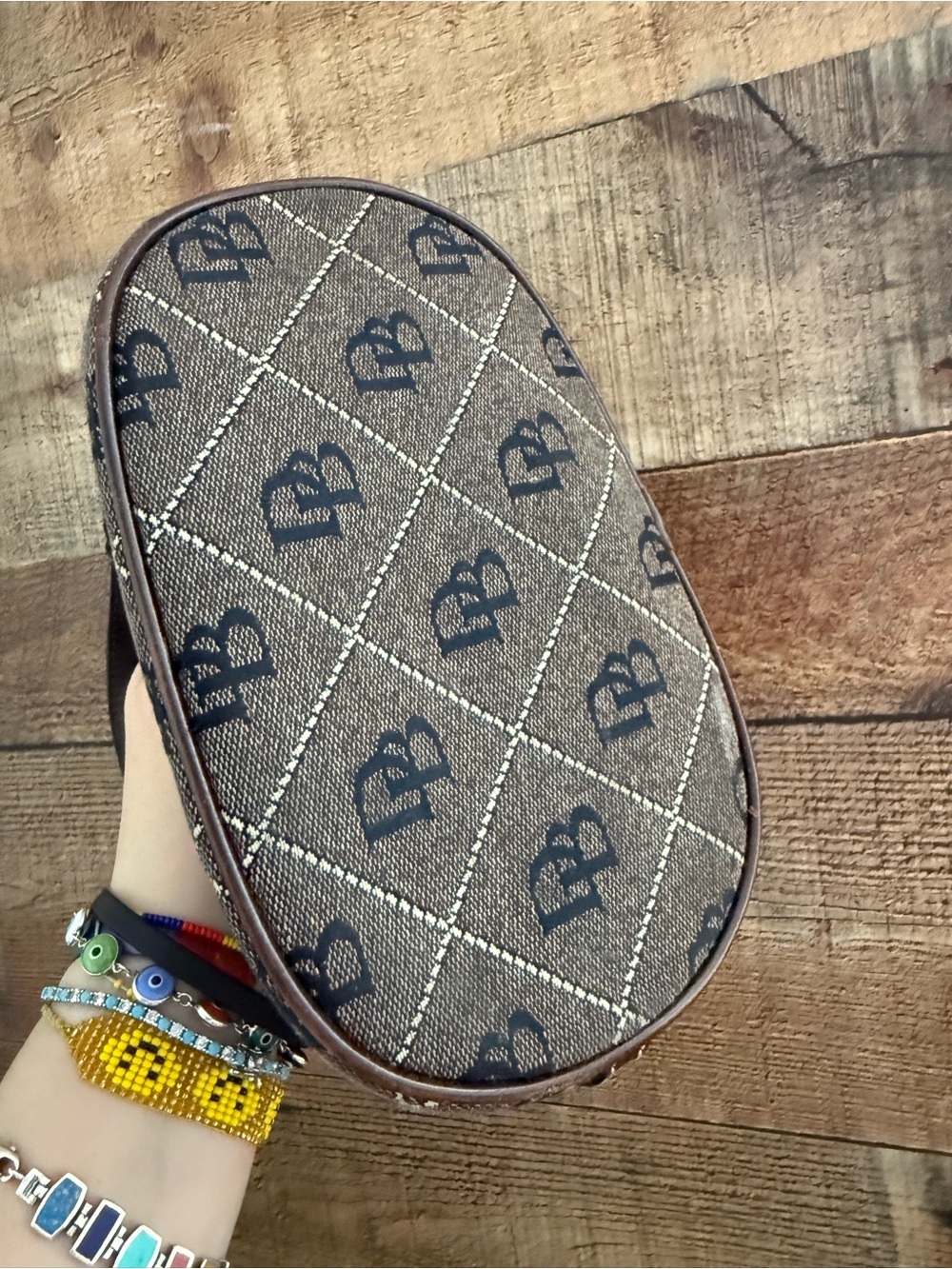 Vintage Dooney & Bourke Y2K 90’s DB Monogram Canvas/Leather Brown Shoulder Bag - Picture 7 of 10